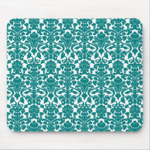 Tapis De Souris Damassé turquoise florale fleurie vintage Mousepa