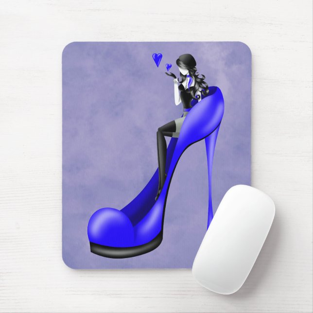 Tapis De Souris Dame à la mode à Stiletto Blue Mouse Mat (Avec souris)