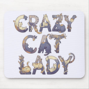 Tapis De Souris Dame aux chats folle