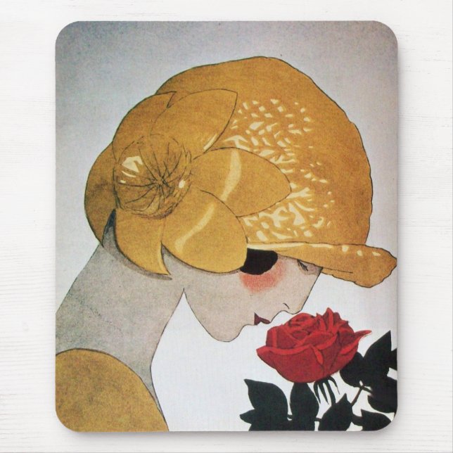 TAPIS DE SOURIS DAME AVEC ROSE ROUGE (Devant)