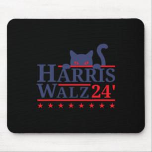 Tapis De Souris Dame de chat sans enfant pour Kamala Harris Tim Wh