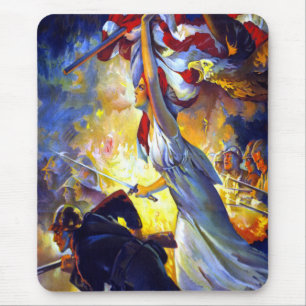 Tapis De Souris Dame de la Liberté patriotique vintage Drapeau amé