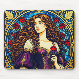 Tapis De Souris dame de la Renaissance avec rose
