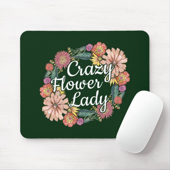Tapis De Souris Dame des fleurs folles - Zinnia Gardener (Avec souris)