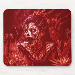 Tapis De Souris Dame Ghoul grognant parmi les plantes