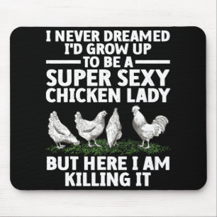 Tapis De Souris Dame Poulet Cool Art Pour Femmes Maman Poule Troup