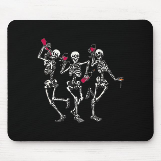 Tapis De Souris Dancing Skeletons Drinking Wine Lover Funny Hallow (Devant)