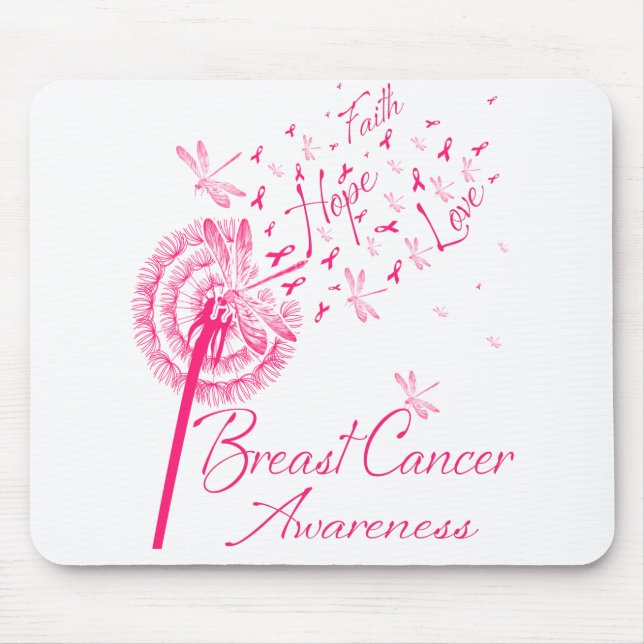 Tapis De Souris Dandelion Faith Hope Love Cancer du sein Sensibili (Devant)