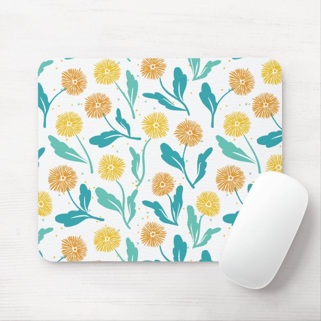 Tapis De Souris Dandelion jaune motif floral - Inspiré par la natu (Avec souris)