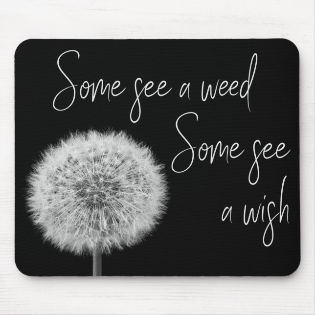 Tapis De Souris Dandelion noir blanc closeup photo inspiré (Devant)