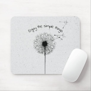 Tapis De Souris Dandelion noir et citation sur Terrazzo