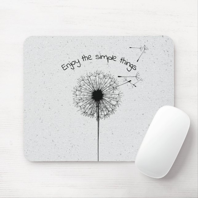 Tapis De Souris Dandelion noir et citation sur Terrazzo (Avec souris)