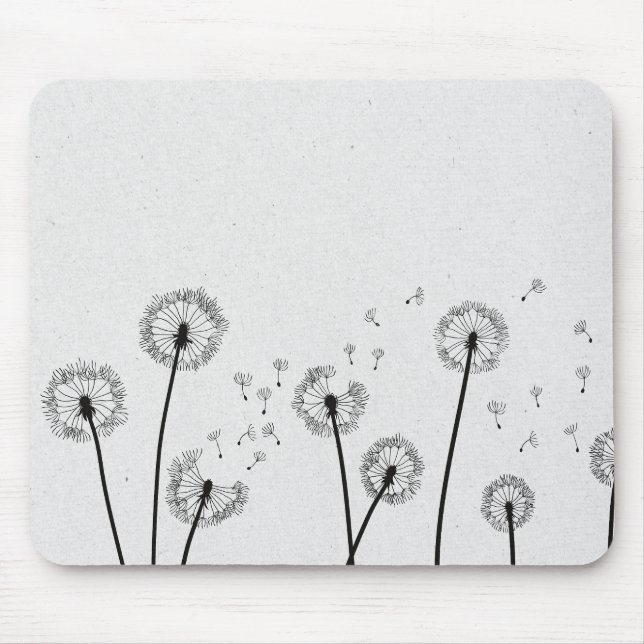 Tapis De Souris Dandelions Fleurs Pappus Spores Gris (Devant)