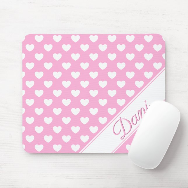 Tapis De Souris Dani - Nom personnalisé Modèle, Pastel Pink (Avec souris)