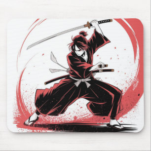 Tapis de souris d'anime de guerrier samouraï