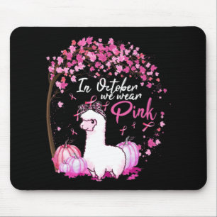 Tapis De Souris Dans October We Wear Pink Ribbon LLama Breast Canc