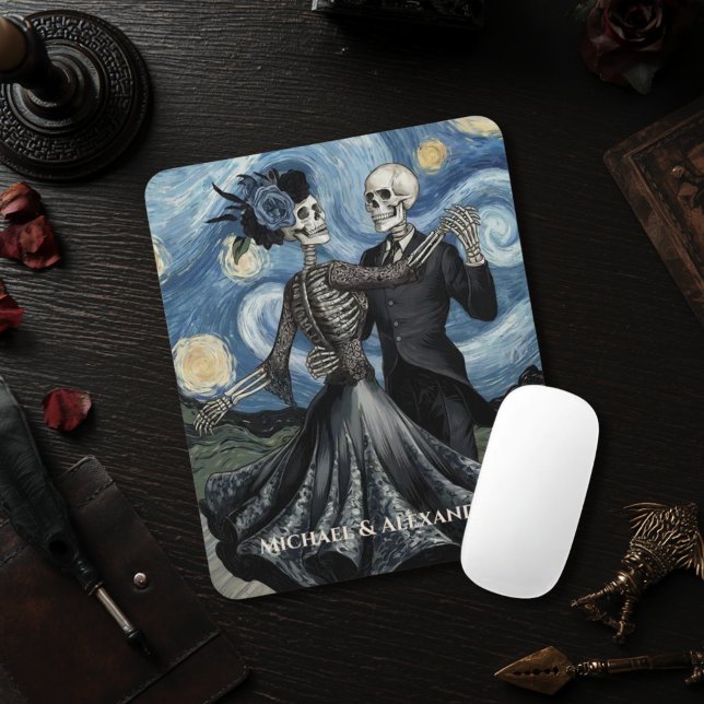 Tapis De Souris Danse de squelettes sous le ciel nocturne découpag (Créateur téléchargé)