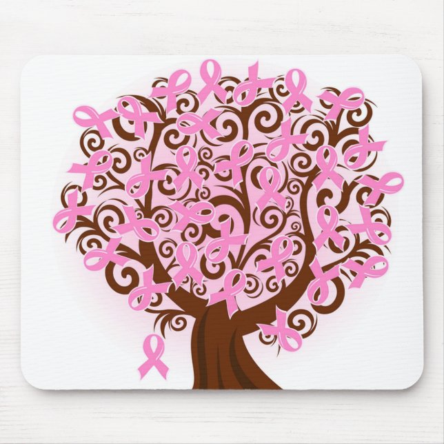 Tapis de souris d'arbre de ruban de cancer du sein (Devant)