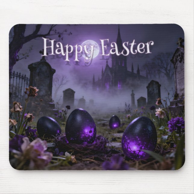 Tapis De Souris Dark Gothic Easter Scene with Glowing Eggs (Devant)