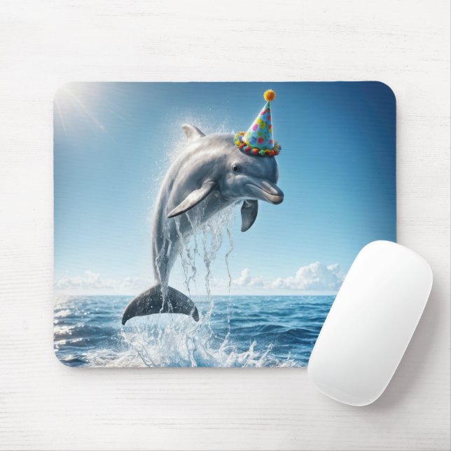 Tapis De Souris Dauphin avec Casquette de fête (Avec souris)