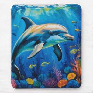 Tapis De Souris Dauphin de peinture à l'huile