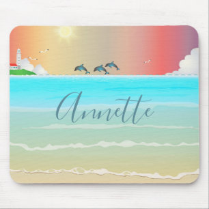 Tapis de souris dauphin sur le thème de la plage