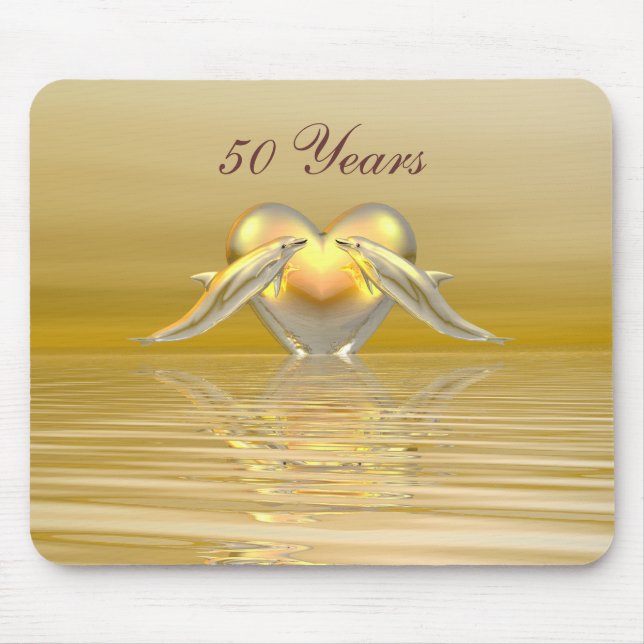 Tapis De Souris Dauphins et Coeur du Golden Anniversaire (Devant)