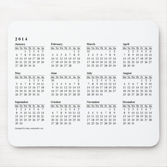 tapis de souris de 2014 calendriers (Devant)