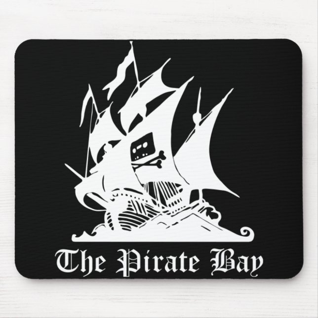 Tapis de souris de baie de pirate - version noire (Devant)
