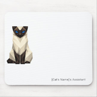 Tapis de souris de bureau chat siamois géométrique