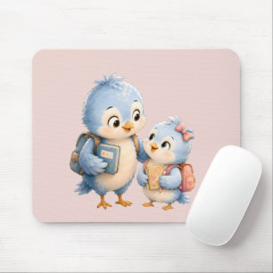 Tapis de souris de bureau Frère et soeur oiseau mi