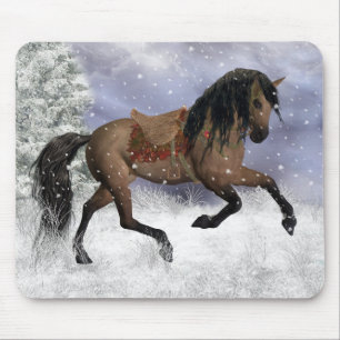 Tapis de souris de cheval d'hiver, tapis de souris