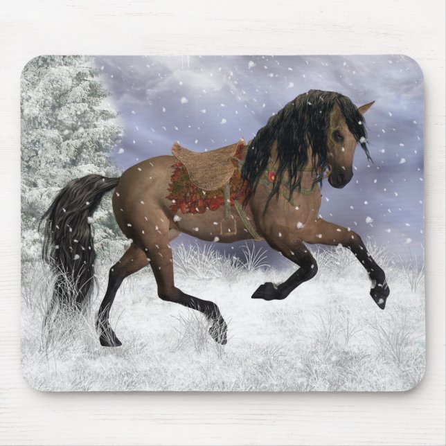Tapis de souris de cheval d'hiver, tapis de souris (Devant)
