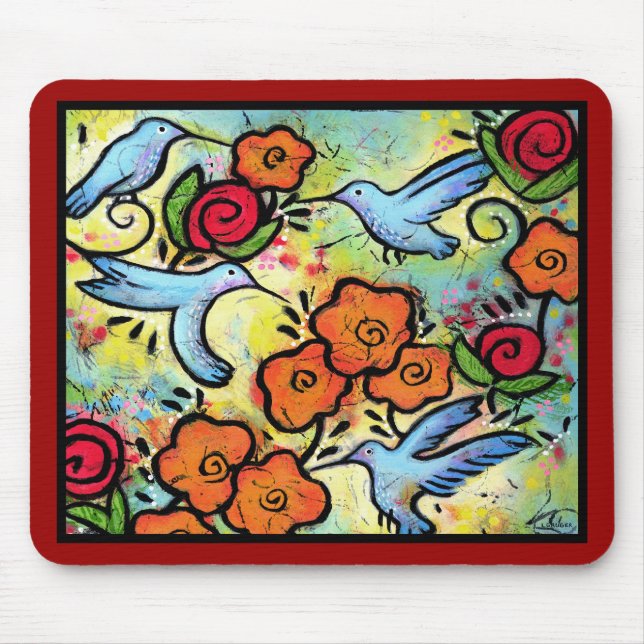 Tapis de souris de colibris - 9,25" x 7,75" (Devant)