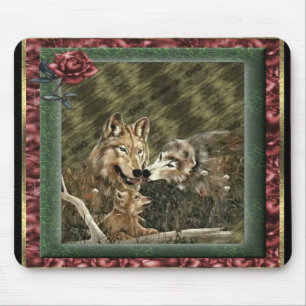 Tapis de souris de famille de loup