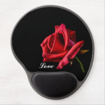 Tapis de souris de gel d'amour de rose rouge
