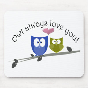 Tapis De Souris De hibou amour toujours vous, avec le coeur 3D