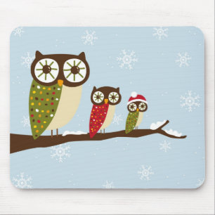 tapis de souris de hiboux d'hiver