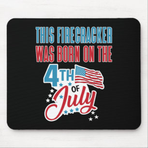 Tapis De Souris De Juillet Anniversaire Firecracker Né Le Quatrièm