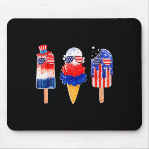 Tapis De Souris De Juillet Popsicle Rouge Blanc Bleu Américain Dra