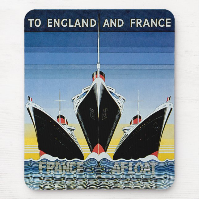 Tapis De Souris De la France ligne française affiche à flot - (Devant)