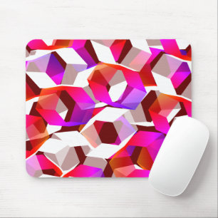 Tapis De Souris De nombreux hexagones colorés, sur fond rouge fonc