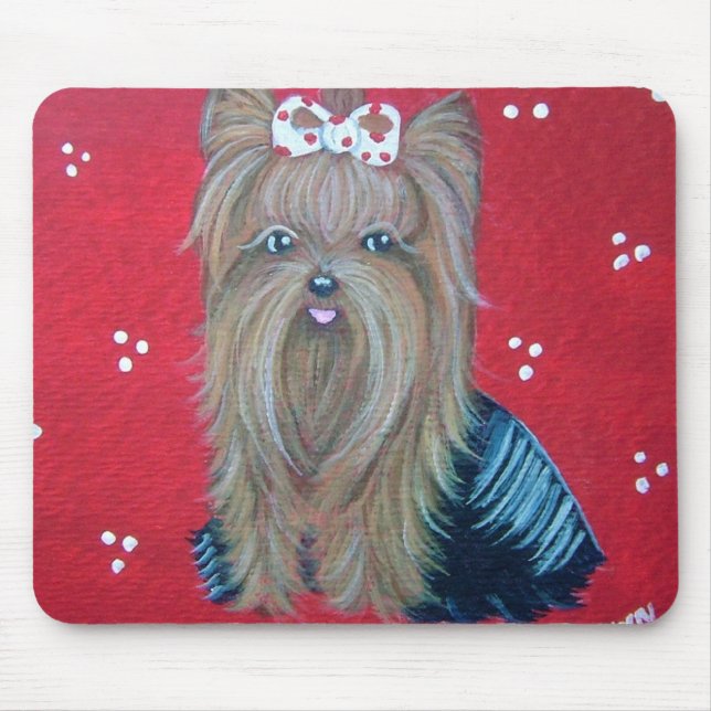 Tapis de souris de rouge de Yorkie (Devant)