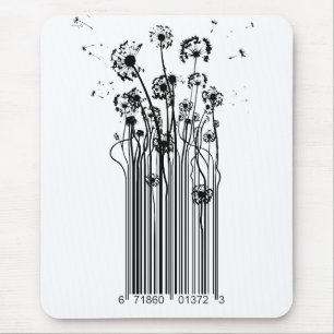 Tapis de souris de silhouette de pissenlit de code