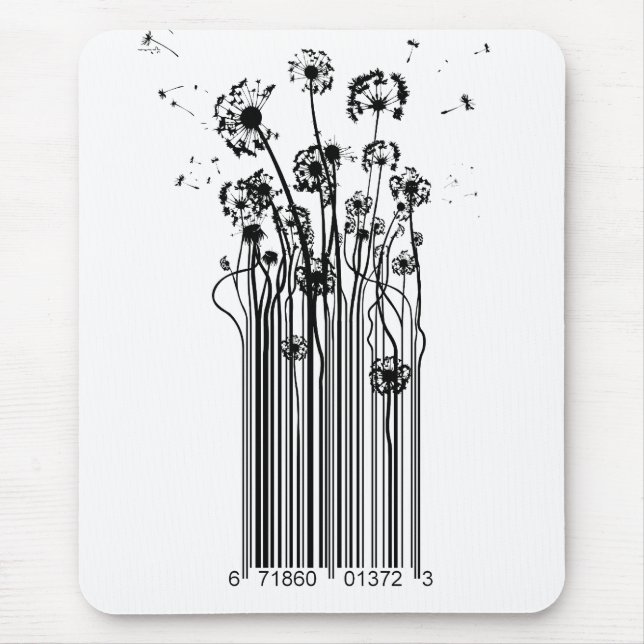 Tapis de souris de silhouette de pissenlit de code (Devant)