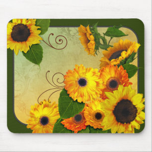 Tapis de souris de Zinnias et de tournesols