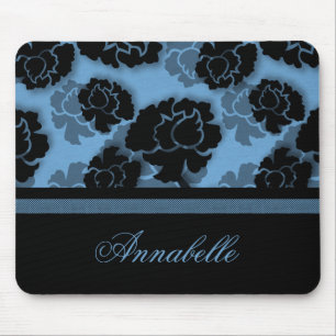 Tapis De Souris Décadence florale grungy Mousepad, Bleu clair