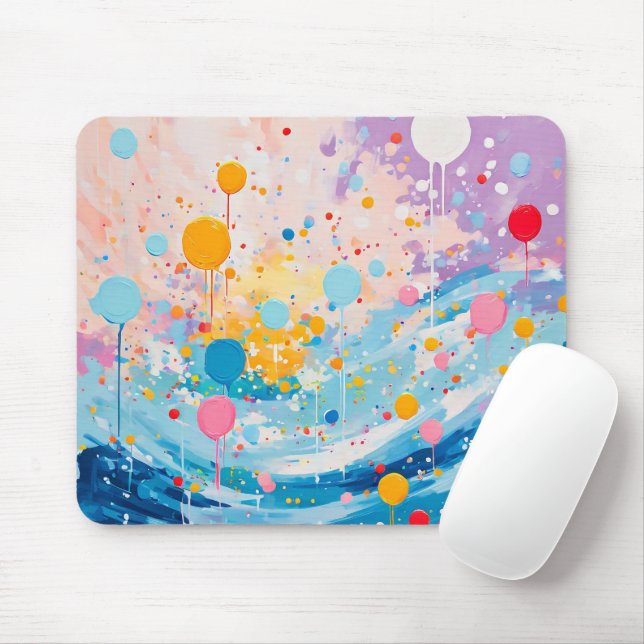 Tapis De Souris Déchets de points colorés (Avec souris)