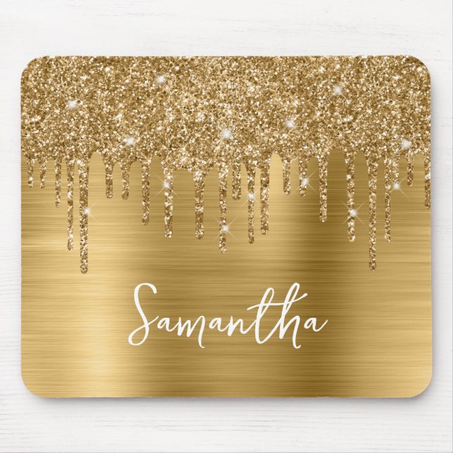 Tapis De Souris Déchets Gold Parties scintillant Nom de glam (Devant)