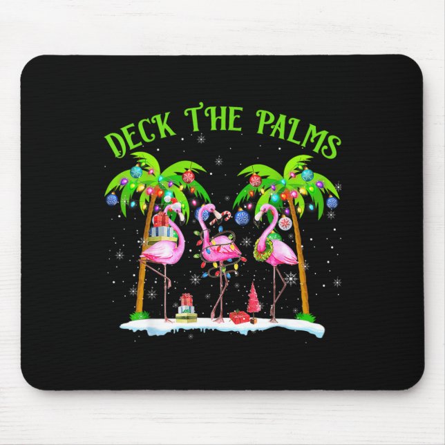 Tapis De Souris Deck The Palms Flamingo Trocal Christmas Lights  (Devant)